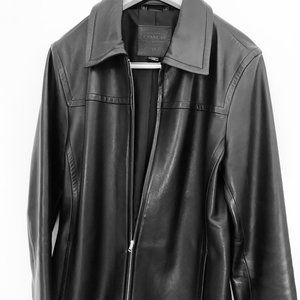 Coach leather zip front jacket